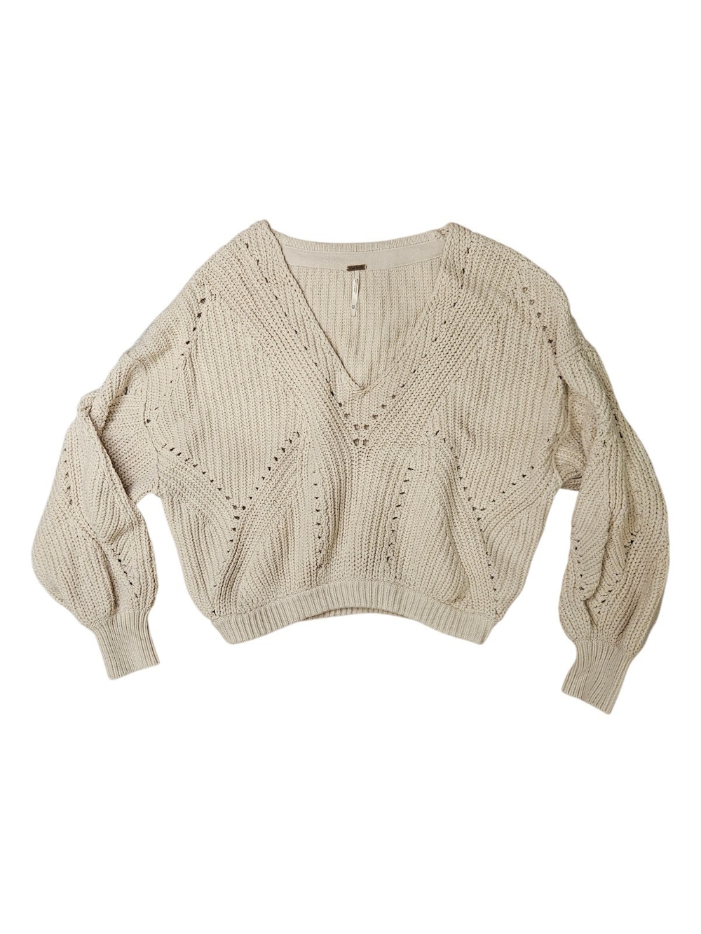Free People Oversized Fit Chunky Knit V Neck Sweater